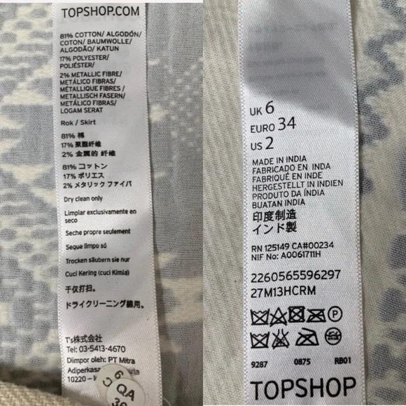 TOPSHOP Petite Blanket Mini Skirt Size 2 - Picture 7 of 8